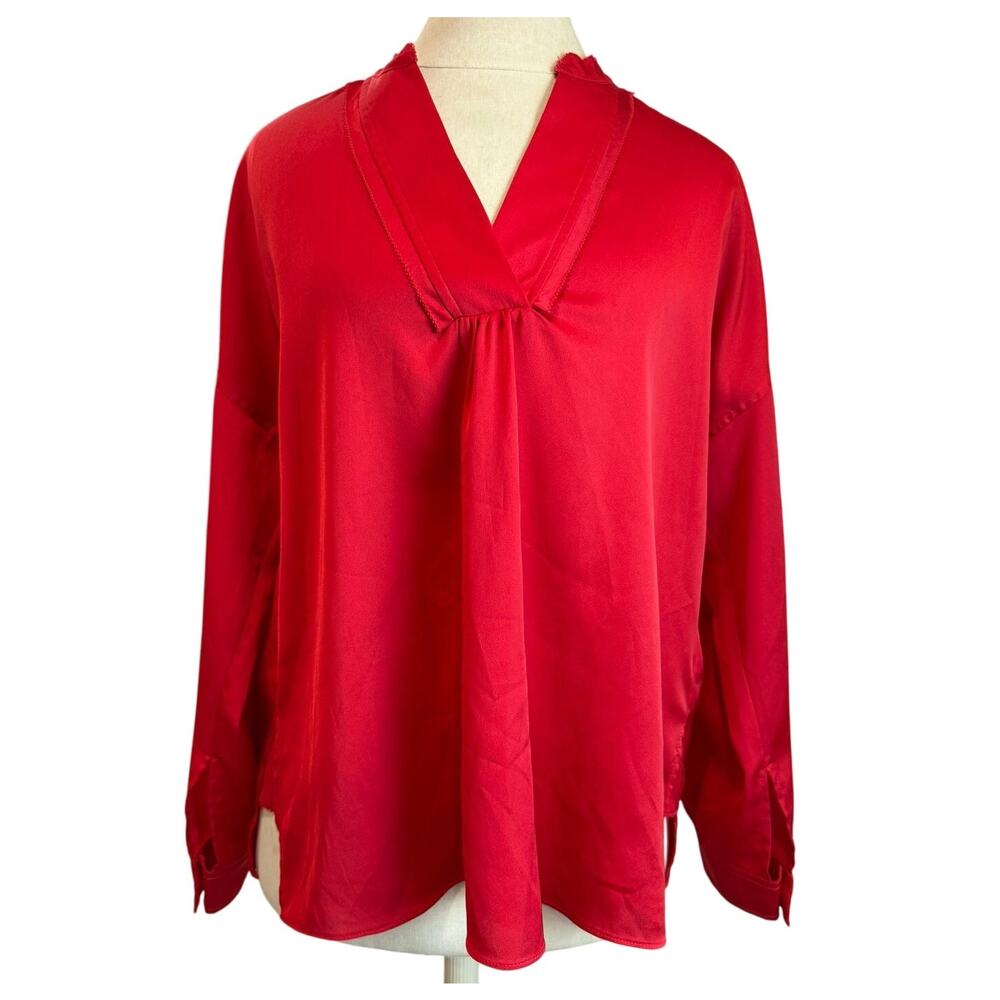 Laundry Shelli Segal Red Tunic Blouse Corp Core New Year Business Top Small